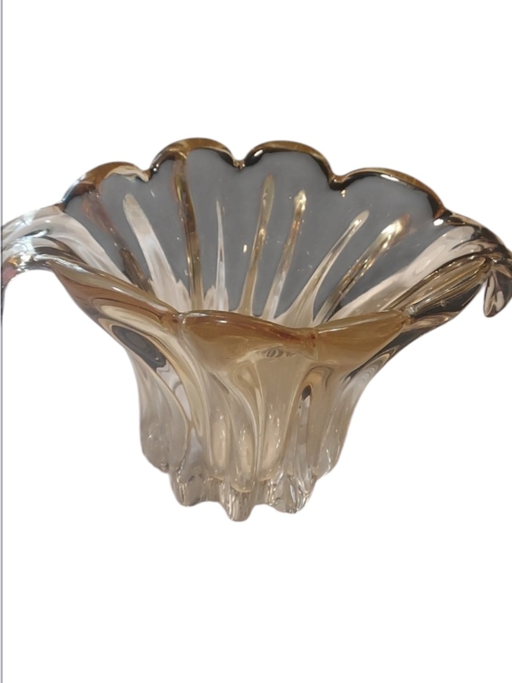 TELEFLORA Yellow Ribbed Fan Vase | Yellow Glass Vase | Vases for Flowers | Scall